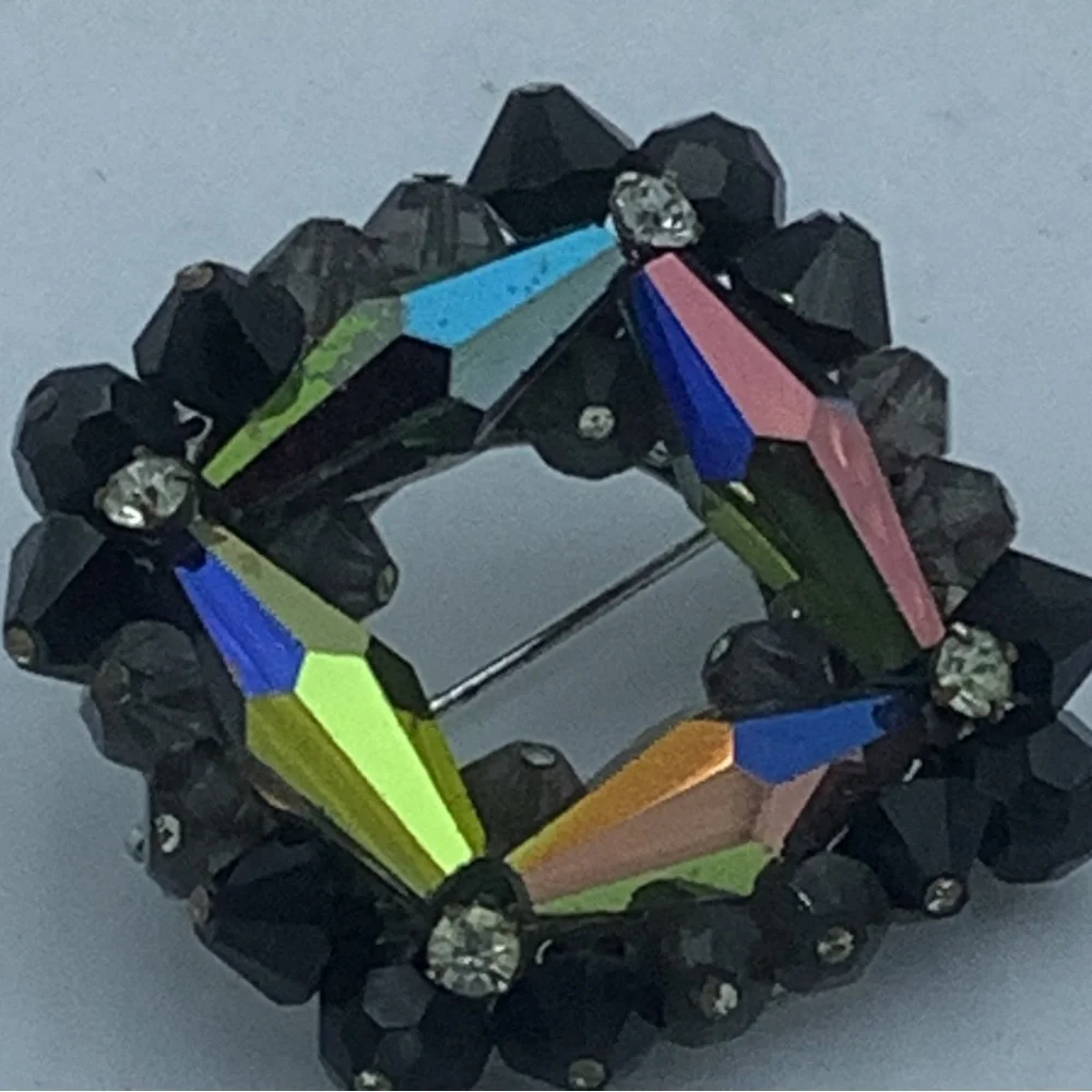 Square Black/Multicolor Brooch